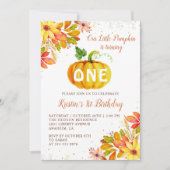 Invitation Aquarelle Automne Floral Citrouille Automne Annive (Devant)