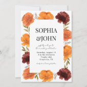 Invitation Aquarelle Automne Floral QR Code Tout en un Mariag (Devant)
