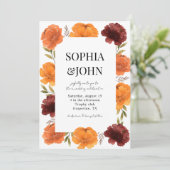 Invitation Aquarelle Automne Floral QR Code Tout en un Mariag (Debout devant)