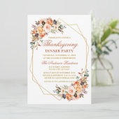 Invitation Aquarelle Automne Floral Thanksgiving Party (Debout devant)
