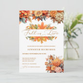 Invitation Aquarelle Automne Floral | Tomber amoureux (Debout devant)