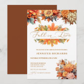 Invitation Aquarelle Automne Floral | Tomber amoureux (Devant / Derrière)