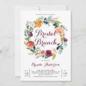 Invitation Aquarelle Automne Floral Wreath Bridal Brunch (Devant)