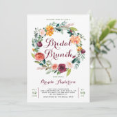 Invitation Aquarelle Automne Floral Wreath Bridal Brunch (Debout devant)