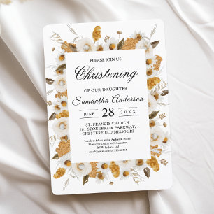 Invitation Aquarelle Automne Jaune & Blanc Cadre Floral