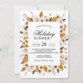 Invitation Aquarelle Automne Jaune & Blanc Cadre Floral (Devant)