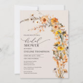 Invitation Aquarelle automne jaune orange brun fleur sauvage (Devant)