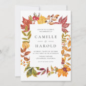 Invitation Aquarelle Automne laisse cadre QR Code Mariage (Devant)