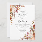 Invitation Aquarelle Automne Mariage Floral (Devant)