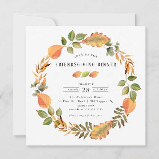 Invitation Aquarelle Automne part du Dîner d'action (Devant)