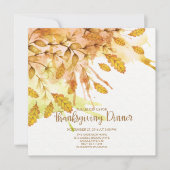 Invitation Aquarelle Automne Partir Thanksgiving Dîner (Devant)