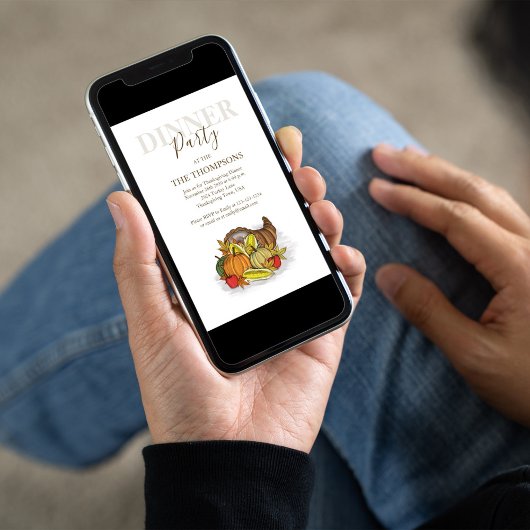 Invitation Aquarelle automne Thanksgiving Cornucopia