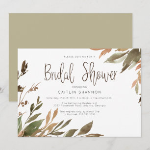 Invitation Aquarelle automne verdure nuptiale douche Invitati