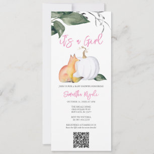 Invitation Aquarelle Automne Woodland Baby Girl Douche