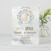 Invitation Aquarelle Baby Deer Flower Rose Vert 1er (Debout devant)