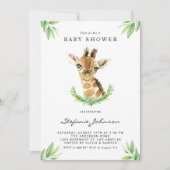 Invitation Aquarelle Baby Giraffe Baby shower de verdure (Devant)