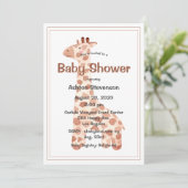 Invitation Aquarelle Baby Giraffe Baby shower simple (Debout devant)