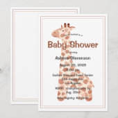 Invitation Aquarelle Baby Giraffe Baby shower simple (Devant / Derrière)