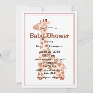 Invitation Aquarelle Baby Giraffe Baby shower simple