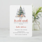 Invitation Aquarelle Baby it’s Cold Outdoor Baby shower (Debout devant)