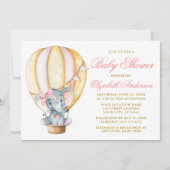 Invitation Aquarelle Baby shower à ballon d'air Elephant Bow (Devant)