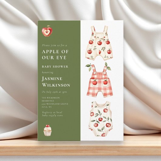 Invitation Aquarelle Baby shower Apple vert et rouge
