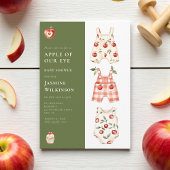 Invitation Aquarelle Baby shower Apple vert et rouge