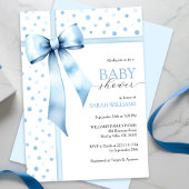 Invitation Aquarelle Baby shower bleu Bow Bow