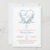 Invitation Aquarelle baby shower bleu crêtes aquarelle (Devant)