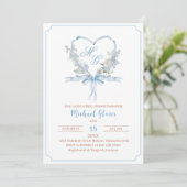 Invitation Aquarelle baby shower bleu crêtes aquarelle (Debout devant)