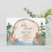 Invitation Aquarelle Baby shower bois personnalisé (Debout devant)