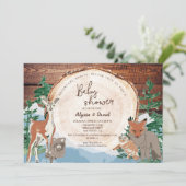 Invitation Aquarelle Baby shower bois personnalisé (Debout devant)