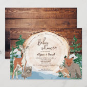 Invitation Aquarelle Baby shower bois personnalisé (Devant / Derrière)