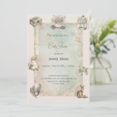 Invitation Aquarelle Baby shower Chic Shabby (Debout devant)
