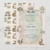 Invitation Aquarelle Baby shower Chic Shabby (Devant / Derrière)