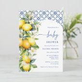 Invitation Aquarelle Baby shower citron italien (Debout devant)