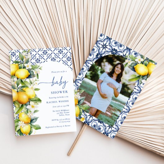 Invitation Aquarelle Baby shower citron italien