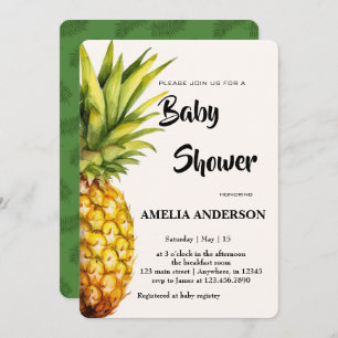 Invitation Aquarelle Baby shower d'ananas tropical