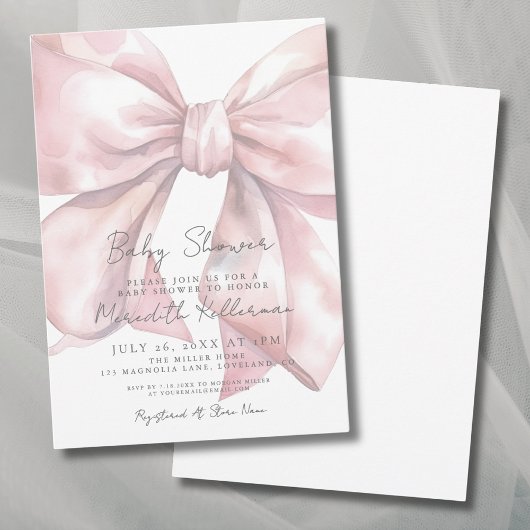 Invitation Aquarelle Baby shower de cabot rose