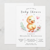 Invitation Aquarelle Baby shower de canard imprimable (Devant / Derrière)