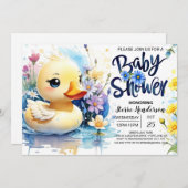 Invitation Aquarelle Baby shower de canard Whimsy (Devant / Derrière)