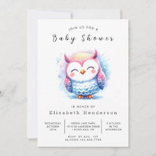 Invitation Aquarelle Baby shower de chouette imprimable