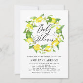 Invitation Aquarelle Baby shower de couronne de fleur de citr (Devant)