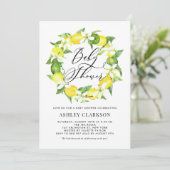 Invitation Aquarelle Baby shower de couronne de fleur de citr (Debout devant)