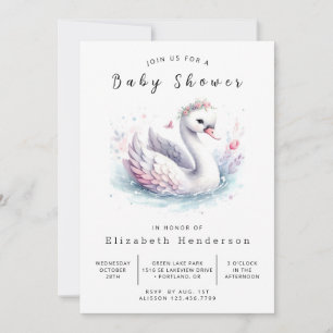 Invitation Aquarelle Baby shower de cygne imprimable