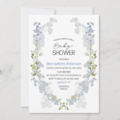 Invitation Aquarelle baby shower de fleurs bleu Delphinium (Devant)