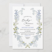 Invitation Aquarelle baby shower de fleurs bleu Delphinium (Devant)
