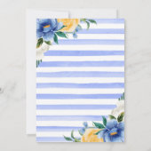 Invitation Aquarelle Baby shower de fleurs bleu et jaune (Dos)