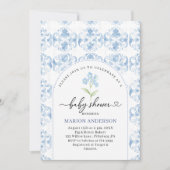 Invitation Aquarelle Baby shower de fleurs bleues (Devant)