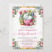 Invitation Aquarelle Baby shower de fleurs de printemps de la (Devant)